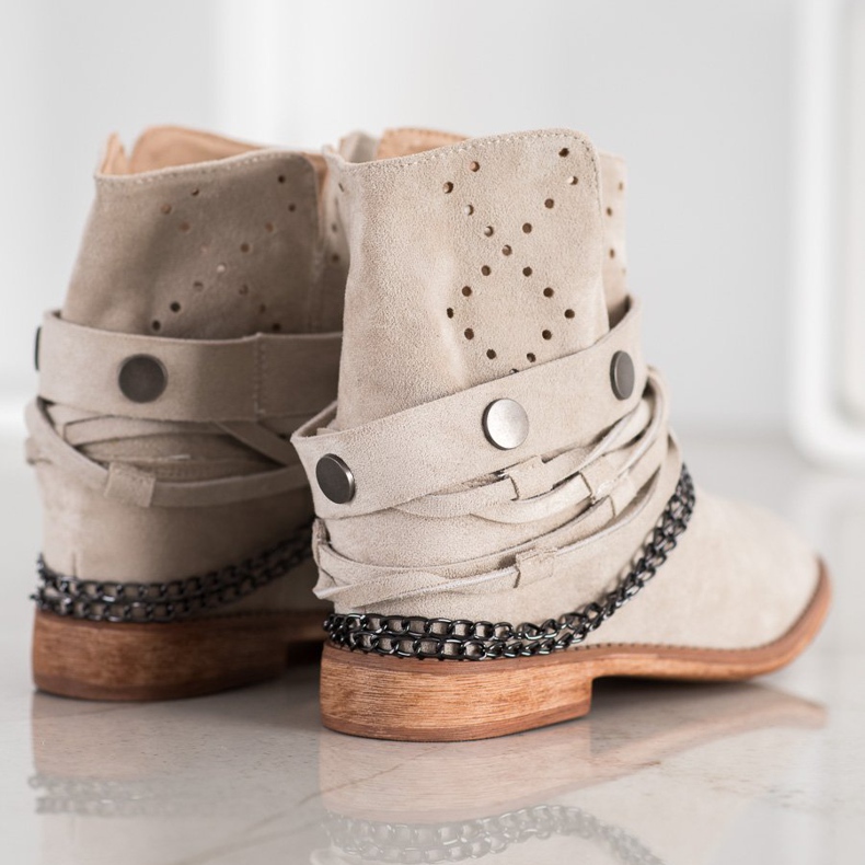 Bella Paris Čizme s ukrasnim prugama bež 1