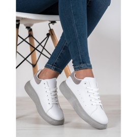 SHELOVET Tenisice na sivoj platformi bijela siva 1