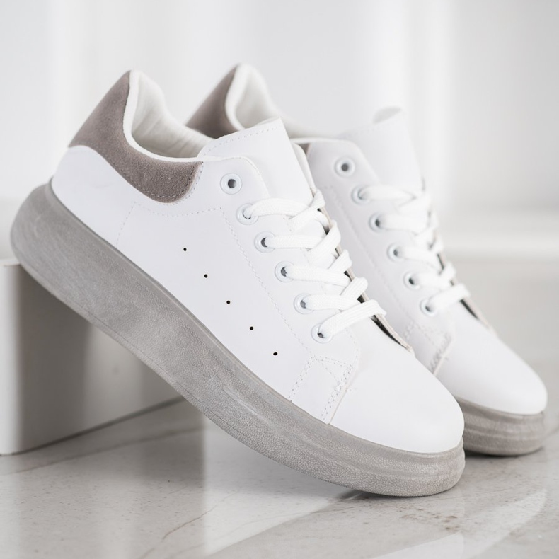 SHELOVET Tenisice na sivoj platformi bijela siva 2