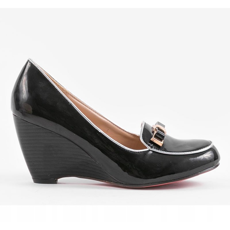Crne pumpe s klinom s pramcem 0088-1 crno 2