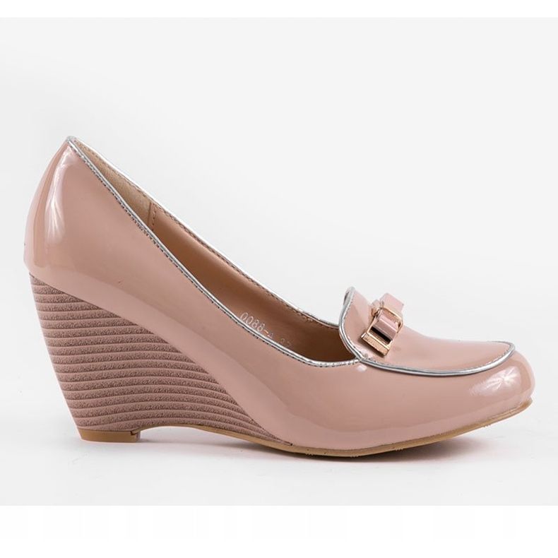 Bež pumpe na klin s pramcem 0088-4 smeđa 1