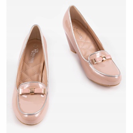 Bež pumpe na klin s pramcem 0088-4 smeđa 2