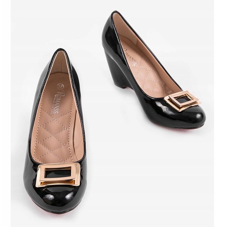 Crne pumpe s klinom s kopčom 0089-1 crno 2