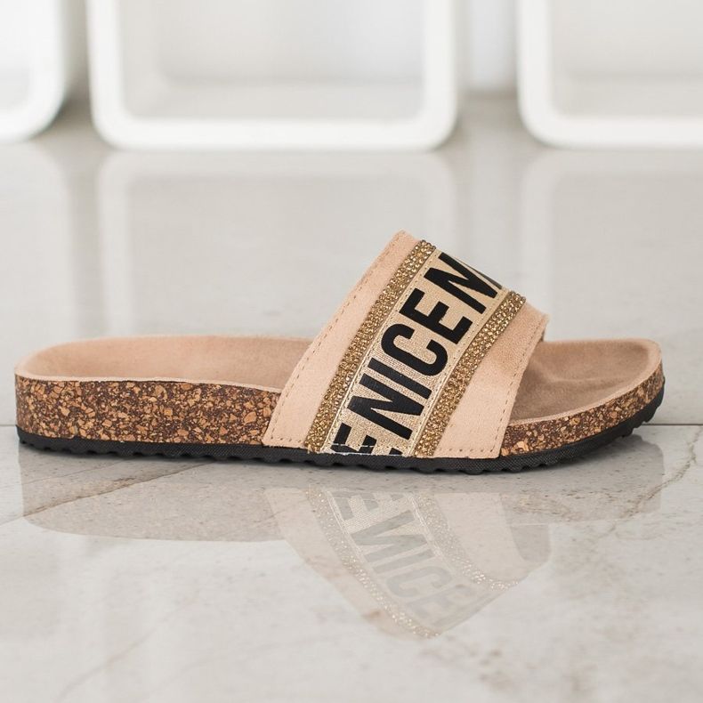 Evento Lijepe kristalne papuče bež 1