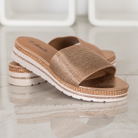 Renda Sjajne zlatne papuče zlatni 2