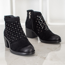 VINCEZA ažurne čizme crna 1