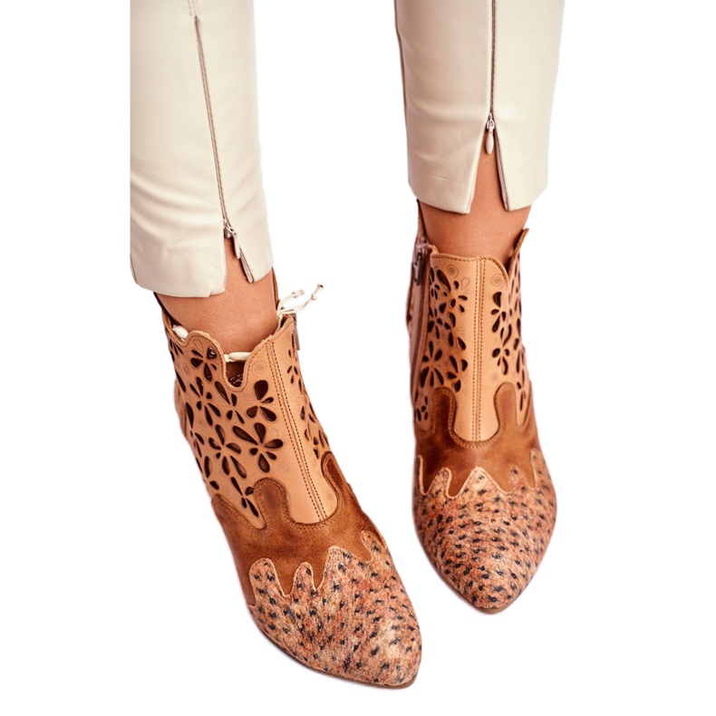 Ženske čizme na štiklu Maciejka proljetno crvena 04369-29 bež višebojan 2