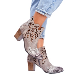 Ženske čizme na štiklu Maciejka proljetno siva 04369-13 1