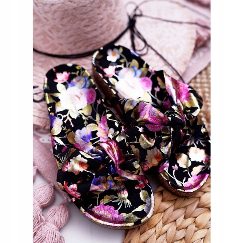 SEA Ženske crne papuče na plutovom cvijeću Wendy's Bow crna ljubičasta ružičasta zlatni 3