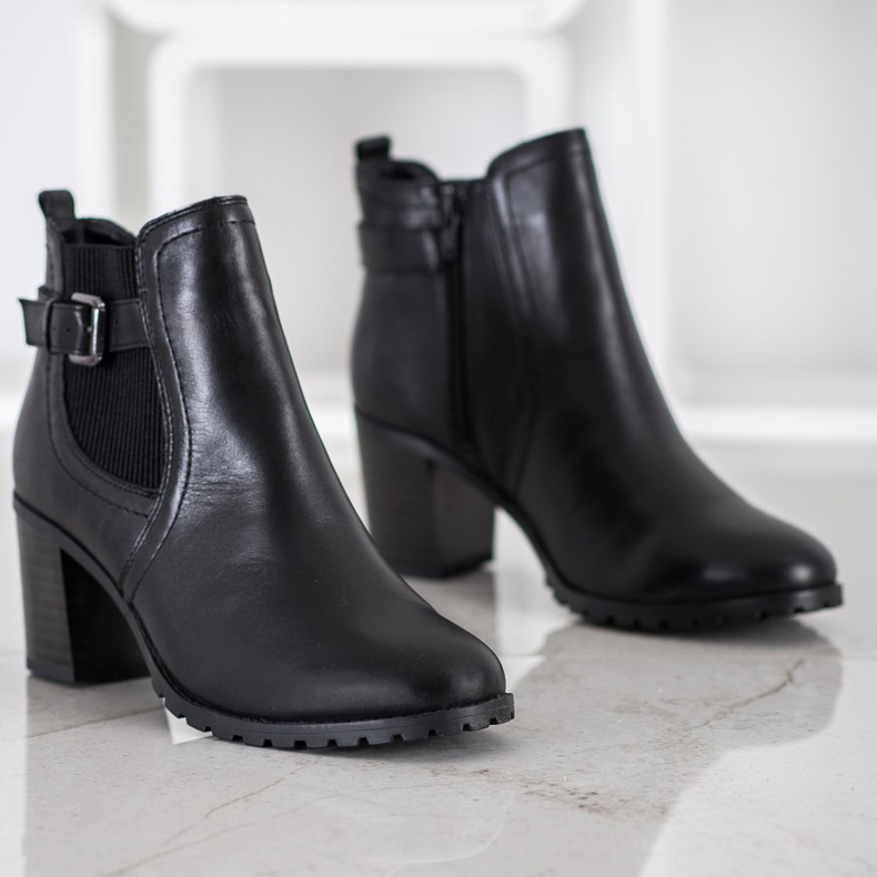 Evento Kožne gležnjače s visokim potpeticama crno 1