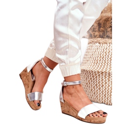 SEA Ženske sandale na klin srebrne MarryMe srebro 2