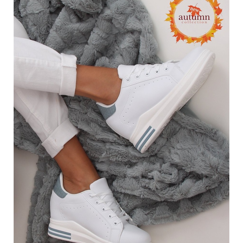 Bijele MY-0367 BIJELE / PLAVE tenisice na skrivenom klinu bijela 1