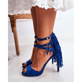 LU BOO Ženske sandale na plavom karnevalu gladijatora s visokim potpeticama plava 1