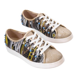 Zlatne tenisice bogato ukrašene C17-3997 raznobojna zlatna žuta boja 1