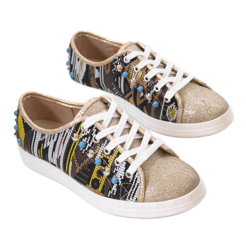 Zlatne tenisice bogato ukrašene C17-3997 raznobojna zlatna žuta boja 1