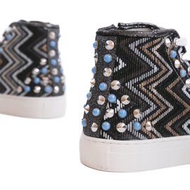 Crne visoke tenisice bogato ukrašene D17-27027 crno raznobojna 2