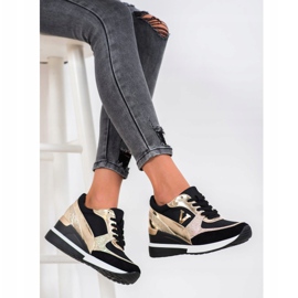 Vinceza Vincez tenisice na wedge crna žuta boja 1