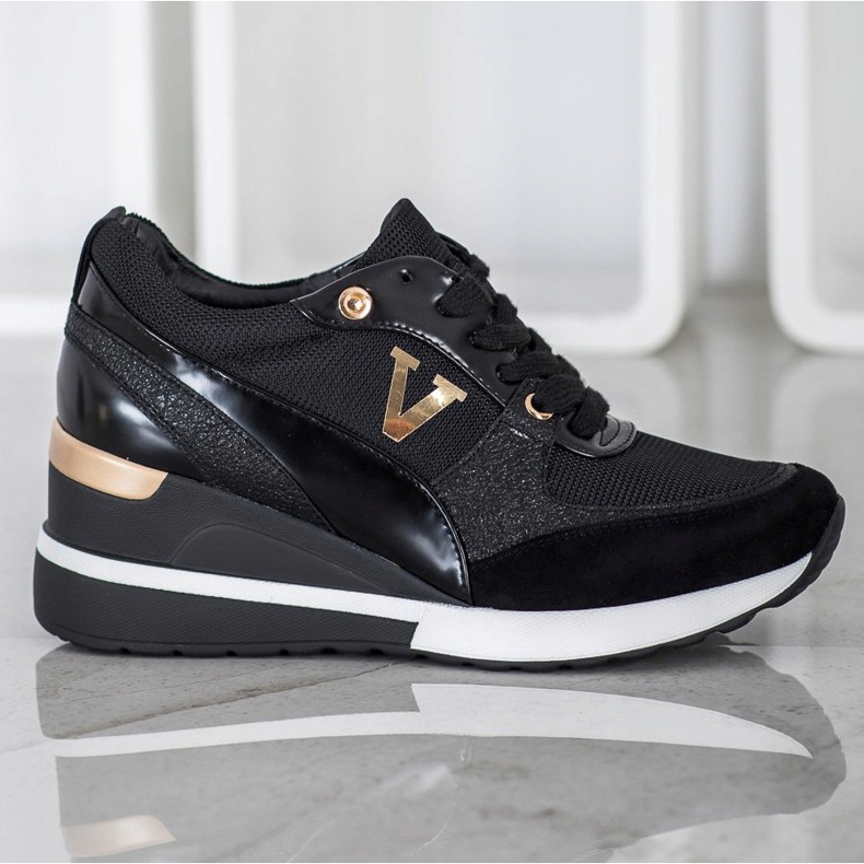 Vinceza Vincez tenisice na wedge crna 1