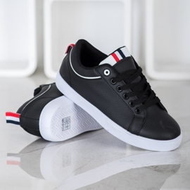 SHELOVET Elegantne tenisice s eko kožom crna 1