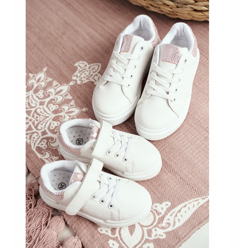 FRROCK Bijela Ilonka sportska obuća na čipku za djecu ružičasta 1