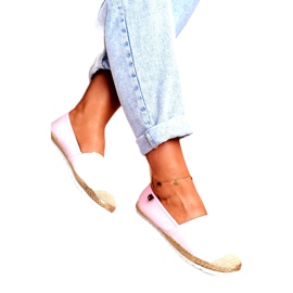 Ženske espadrile, pletene potplate ružičaste boje Big Star DD274728 bež ružičasta zlatna 1