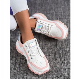 SHELOVET Tenisice od eko kože bijela ružičasta 1