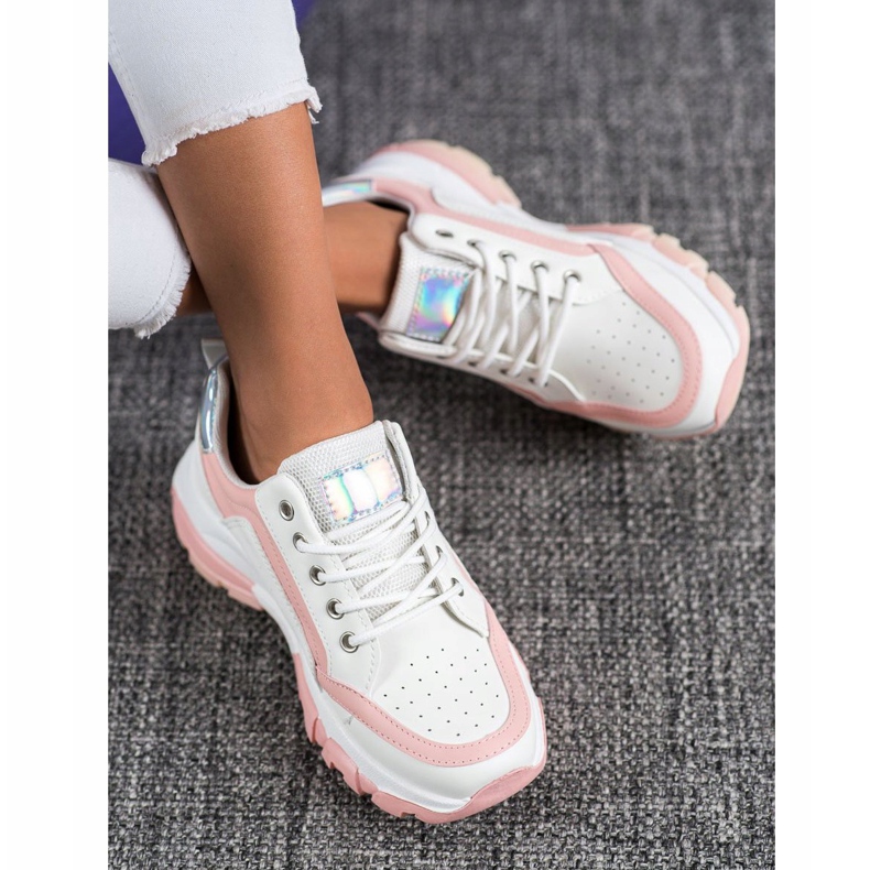 SHELOVET Tenisice od eko kože bijela ružičasta 1