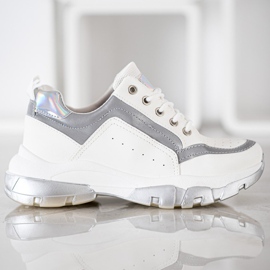 SHELOVET Tenisice od eko kože bijela siva 2