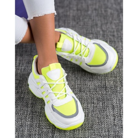 SHELOVET Udobne tenisice s mrežom bijela žuta boja 2