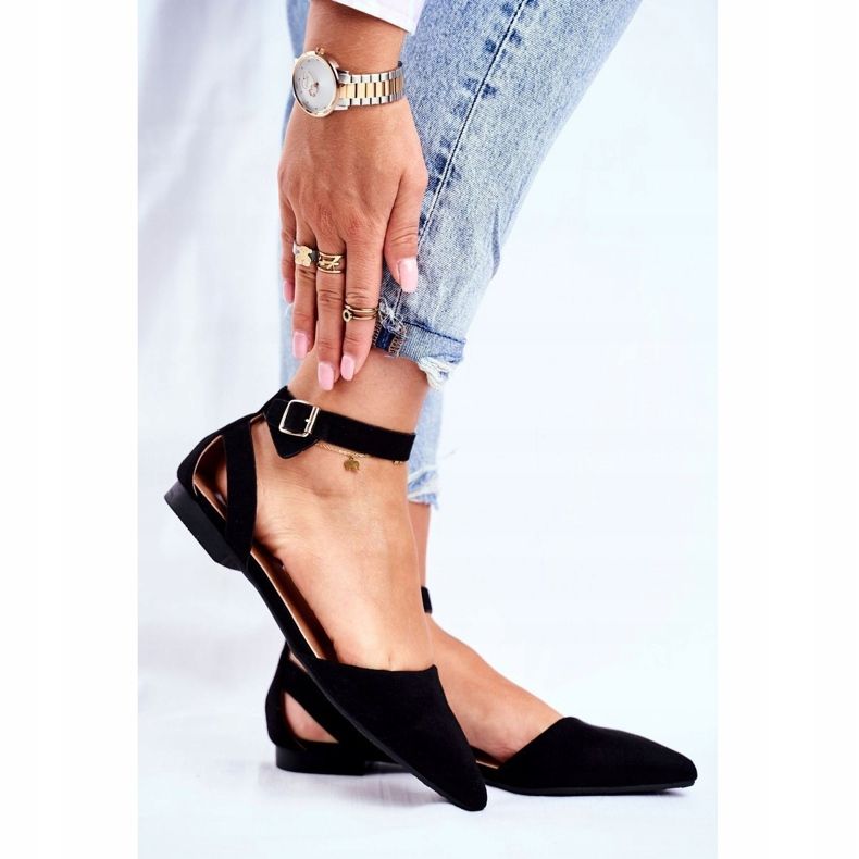 SEA Ženske crne ravne balerinke s pojasom s Allison Spitz crno 1