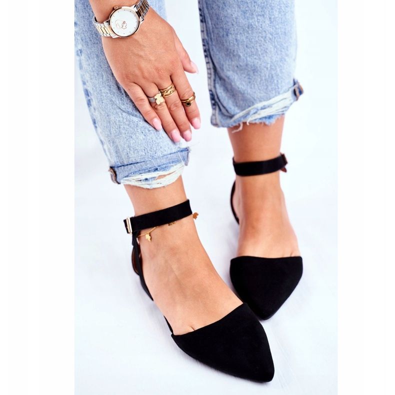 SEA Ženske crne ravne balerinke s pojasom s Allison Spitz crna 2