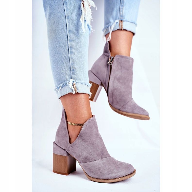 MSMG Ženske čizme na petu Sivog Meliori kroja siva 2