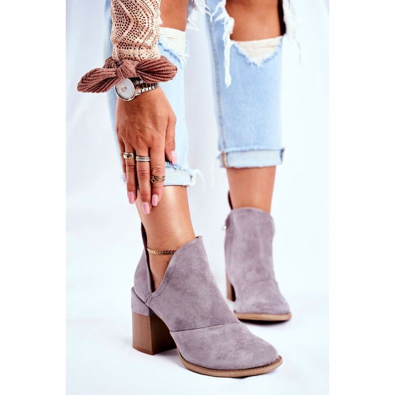 MSMG Ženske čizme na petu Sivog Meliori kroja siva 1