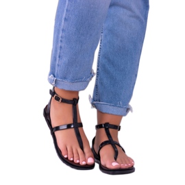 Lu Boo sandale Rimljani, japanski Lento crni crna 2