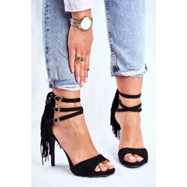 LU BOO Ženske sandale na crnom karnevalu gladijatora s visokim potpeticama crna 2