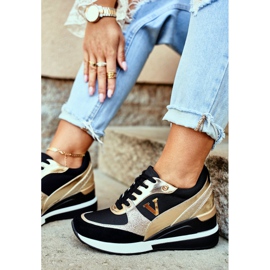 Vinceza Ženske sportske cipele Tenisice crne i zlatne 21-10574 crna žuta boja 2