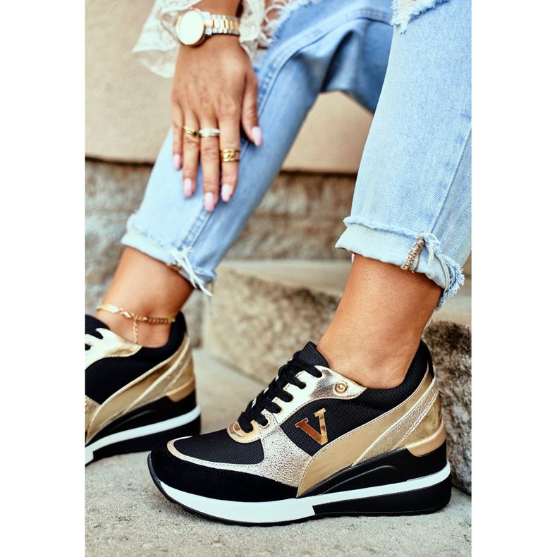 Vinceza Ženske sportske cipele Tenisice crne i zlatne 21-10574 crna žuta boja 2