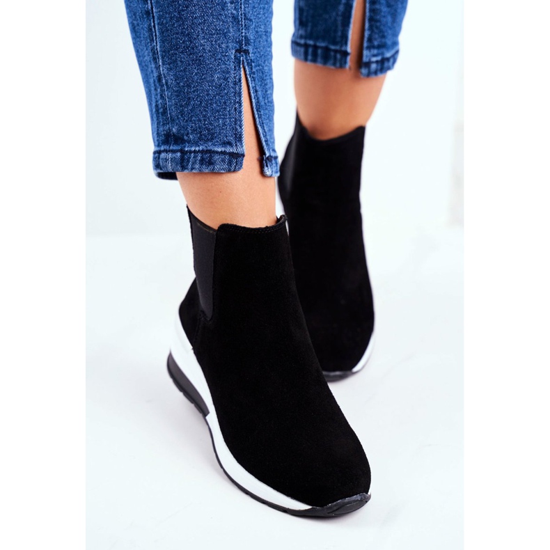 Vinceza Ženske sportske cipele tenisice crna koža 21-7781 2