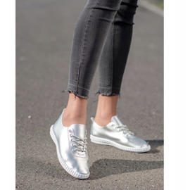 SHELOVET Srebrne tenisice s eko kožom srebro 1