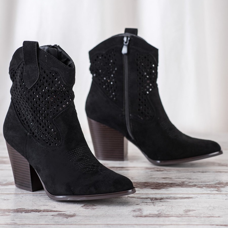 Erynn Crne ažurne kaubojke crna 1