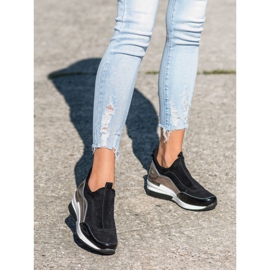 VINCEZA Kožne cipele na klizanje crna 2