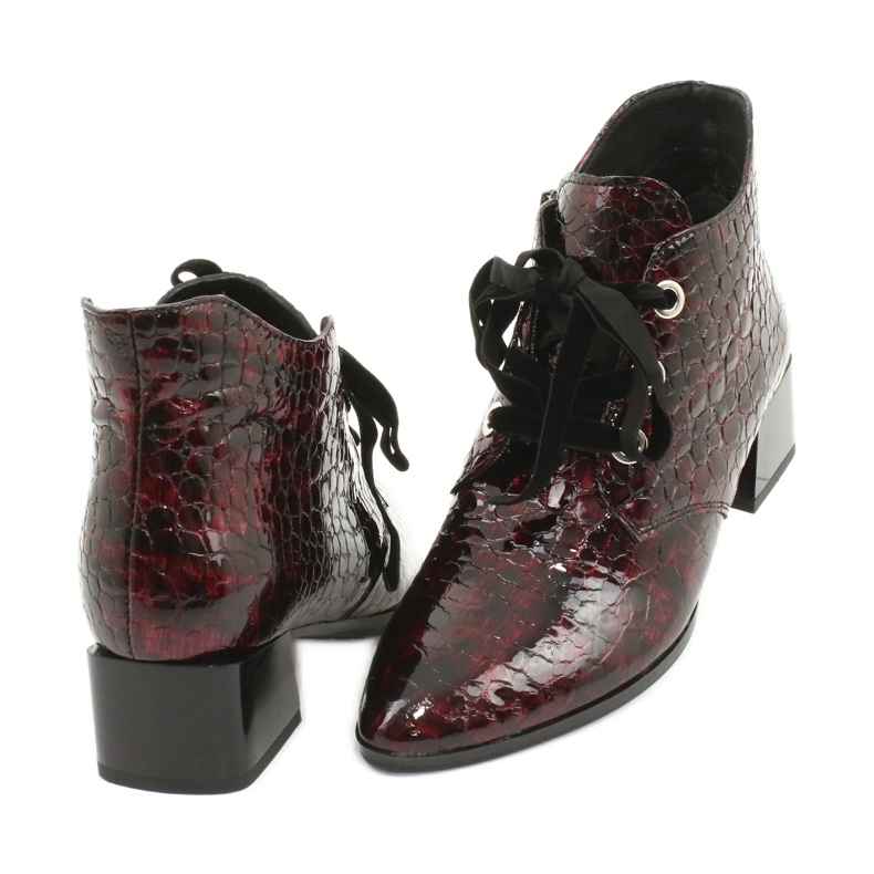 Gamis Lakirane čizme od zmijske kože 4055 crna crvena 3