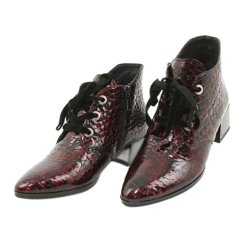 Gamis Lakirane čizme od zmijske kože 4055 crna crvena 2