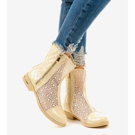 Bež ažurne ravne čizme X362-2 1