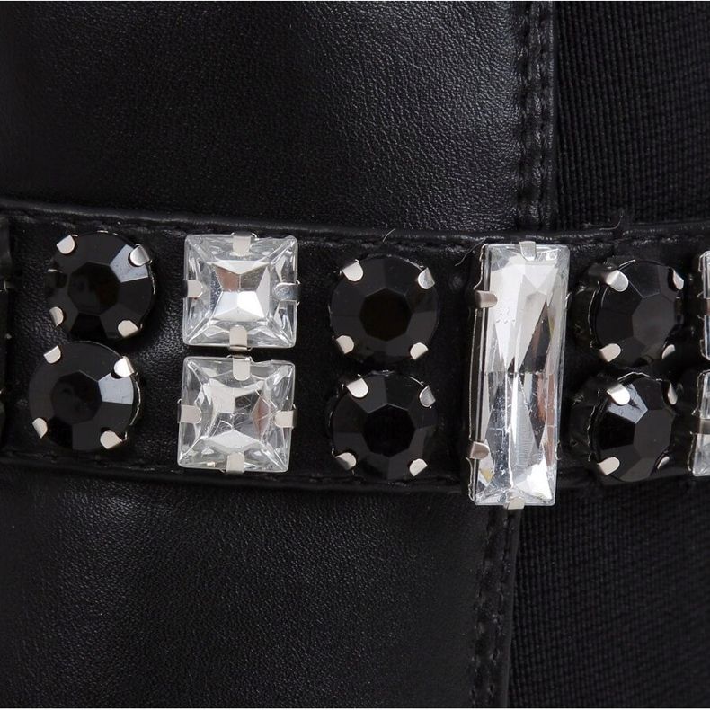 Čizme ukrašene kamenjem crne CH19176 Crne crna 1