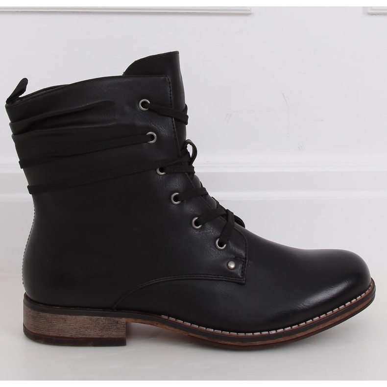 Crne čizme čipkane crne čizme PG08 Crne crna 2