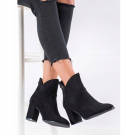 SHELOVET Čizme s visokom potpeticom od antilopa crna 1