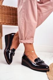 Vinceza Ženske crne mokasine lakirane na klinu Abba crna siva 4