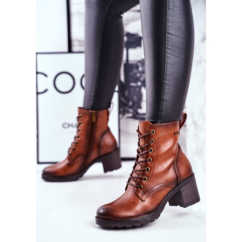 Vinceza Ženske čizme na smeđim vlaknima na visoku petu smeđa 2