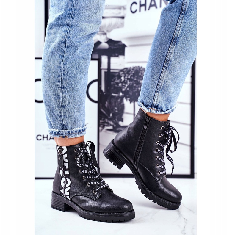 Vinceza Ženske čizme Black Verso bijela crno 1